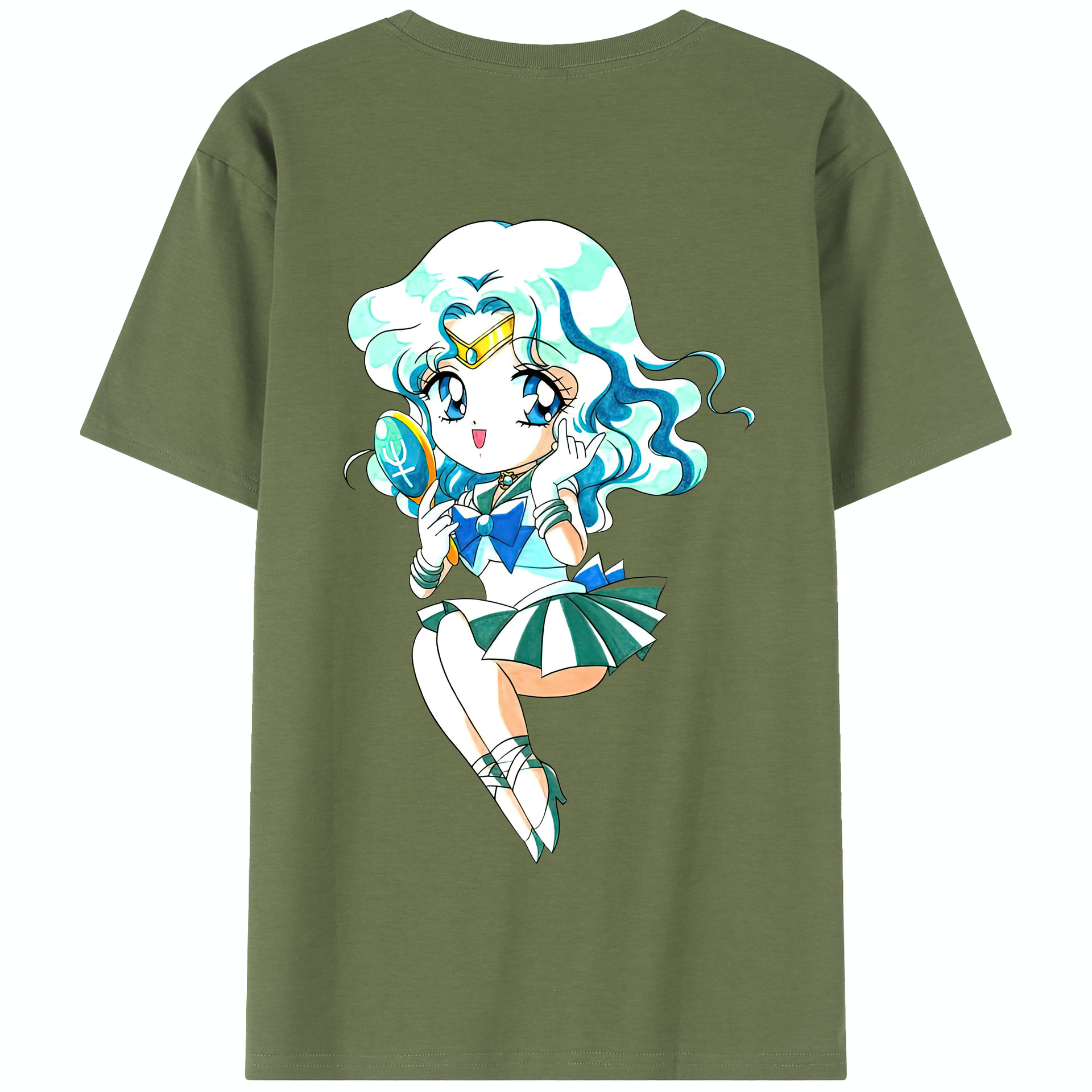 （画像用） 美少女戦士セーラームーン 海王 みちる（かいおう みちる） Sailor Moon Kaiou Michiru 綿100％半袖Tシャツ（背面プリント）